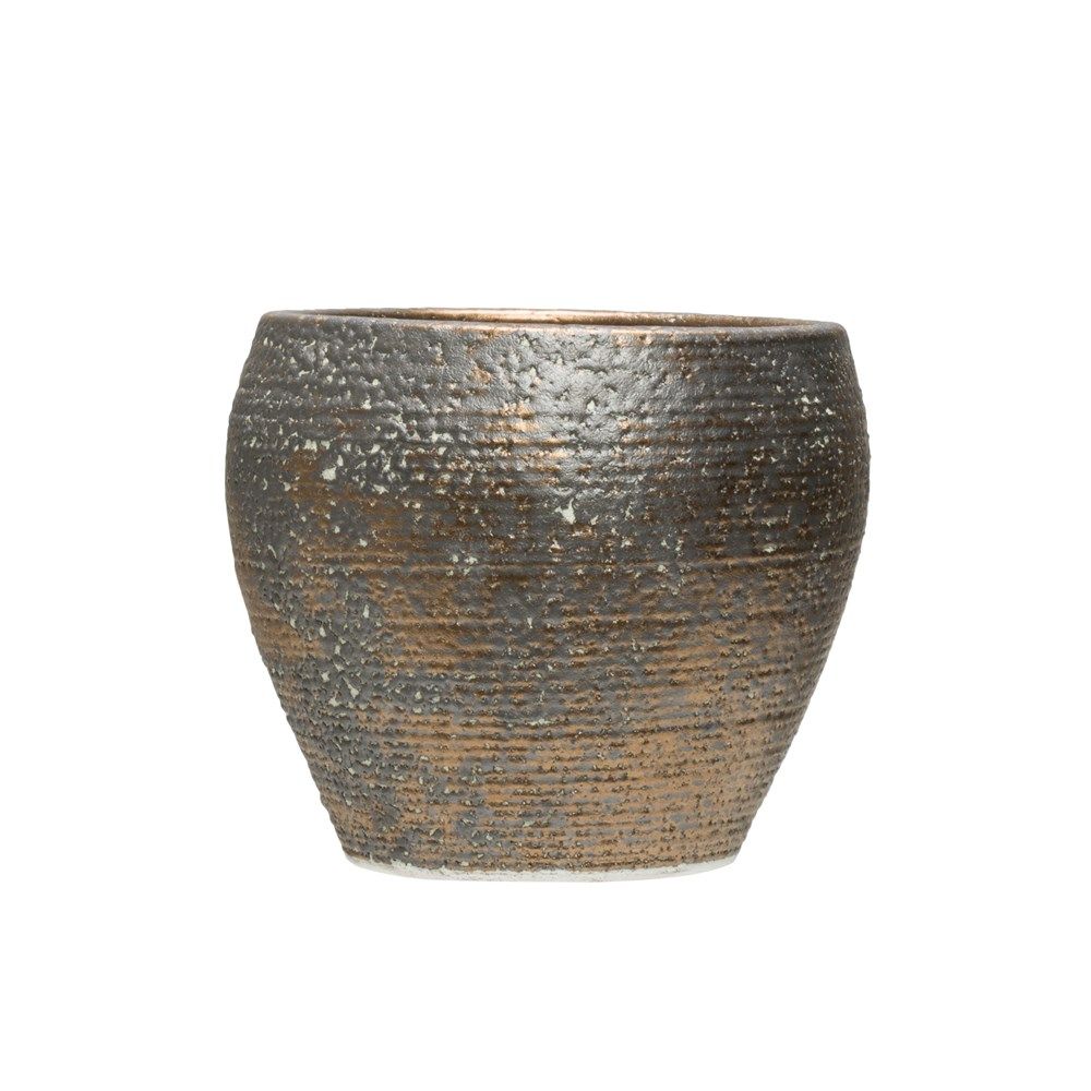 Gold Vase 7-1/2" Rnd x 6-3/4"H