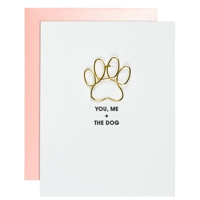 You Me + The Dog - Anniversary Paw Print Paper Clip Card