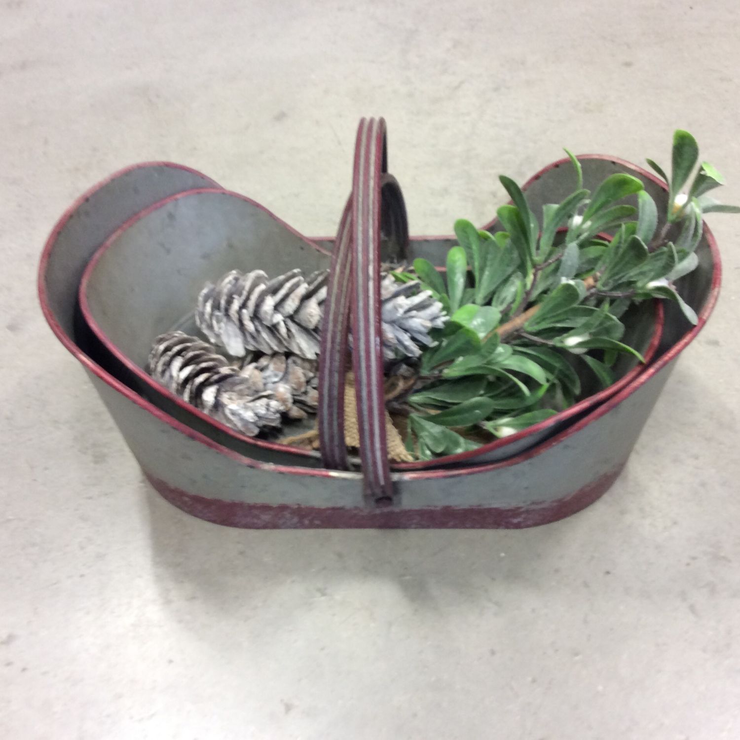 Metal Basket With Red Handle