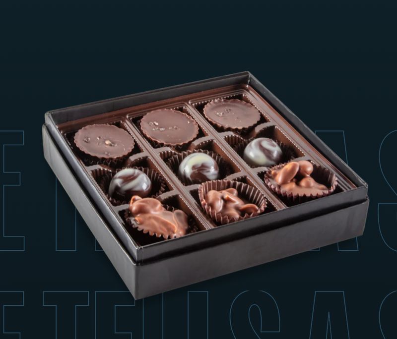 Bourbon Barrel Assorted Artisan Chocolates - 9 Piece Box