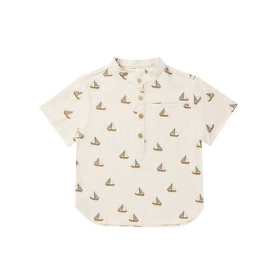 Short Sleeved Mason Shirt - Sailboats