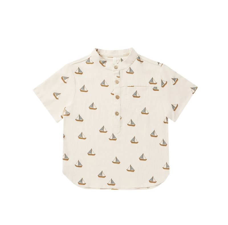 Short Sleeved Mason Shirt - Sailboats