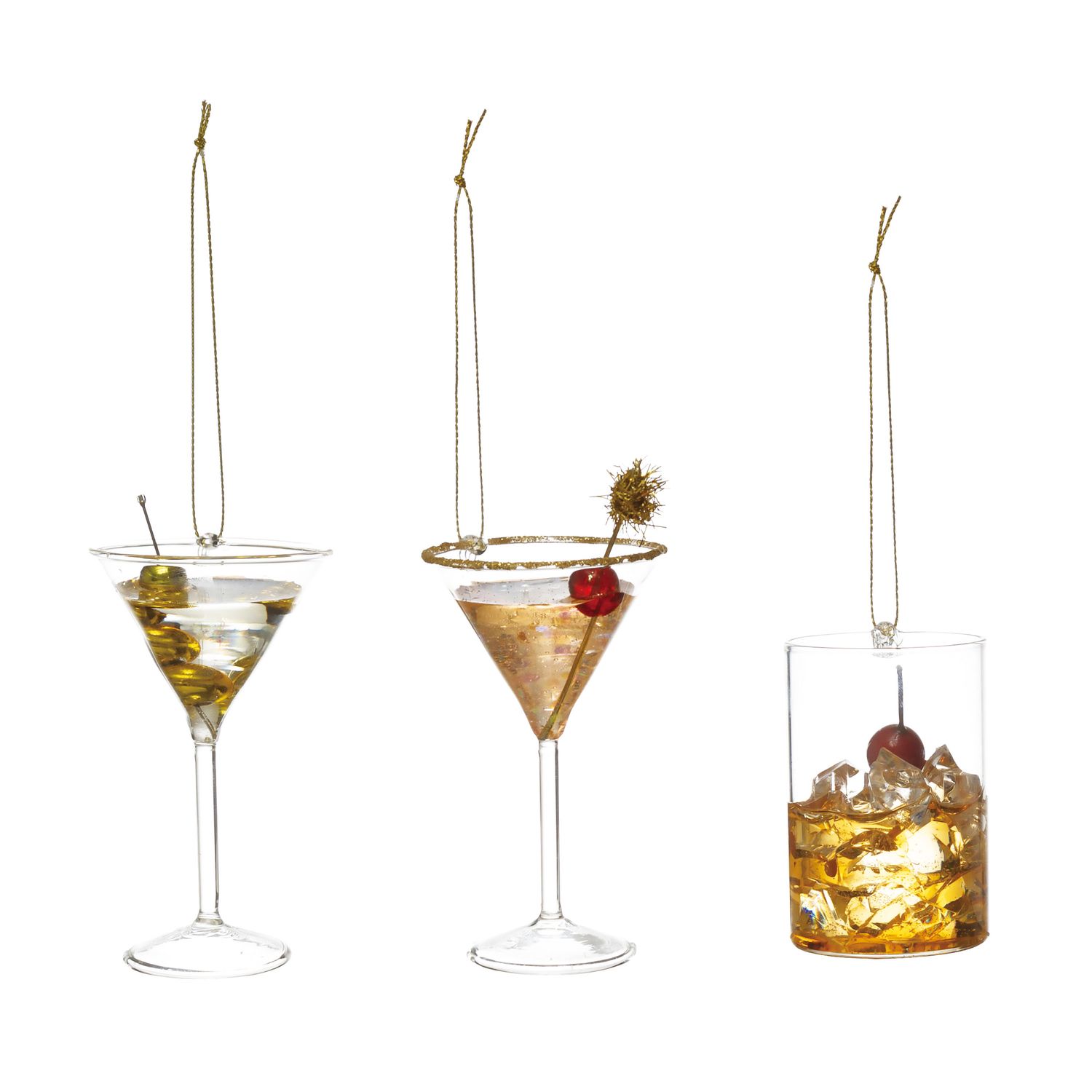 Ornament -3"H Glass Cocktail