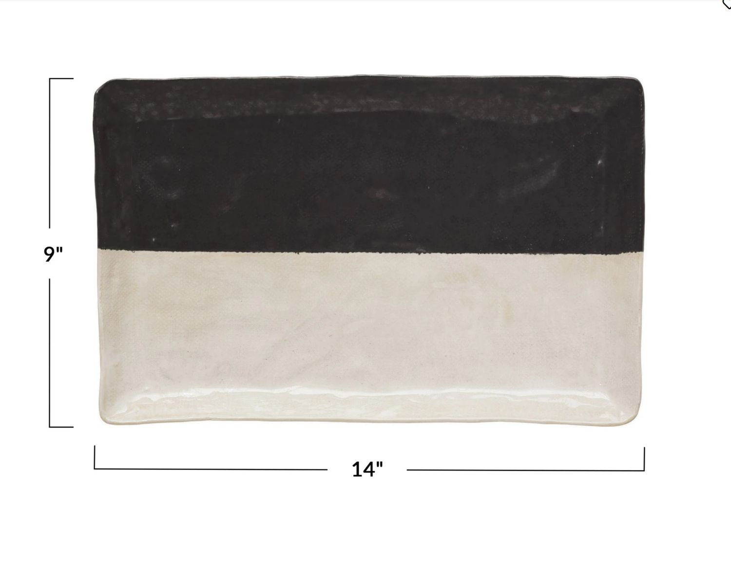 14" L Rectangle Plate w/reactive Glaze
