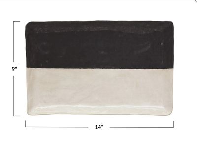 14" L Rectangle Plate w/reactive Glaze