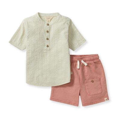 Seersucker Boy Shirt &amp; Shorts Set
