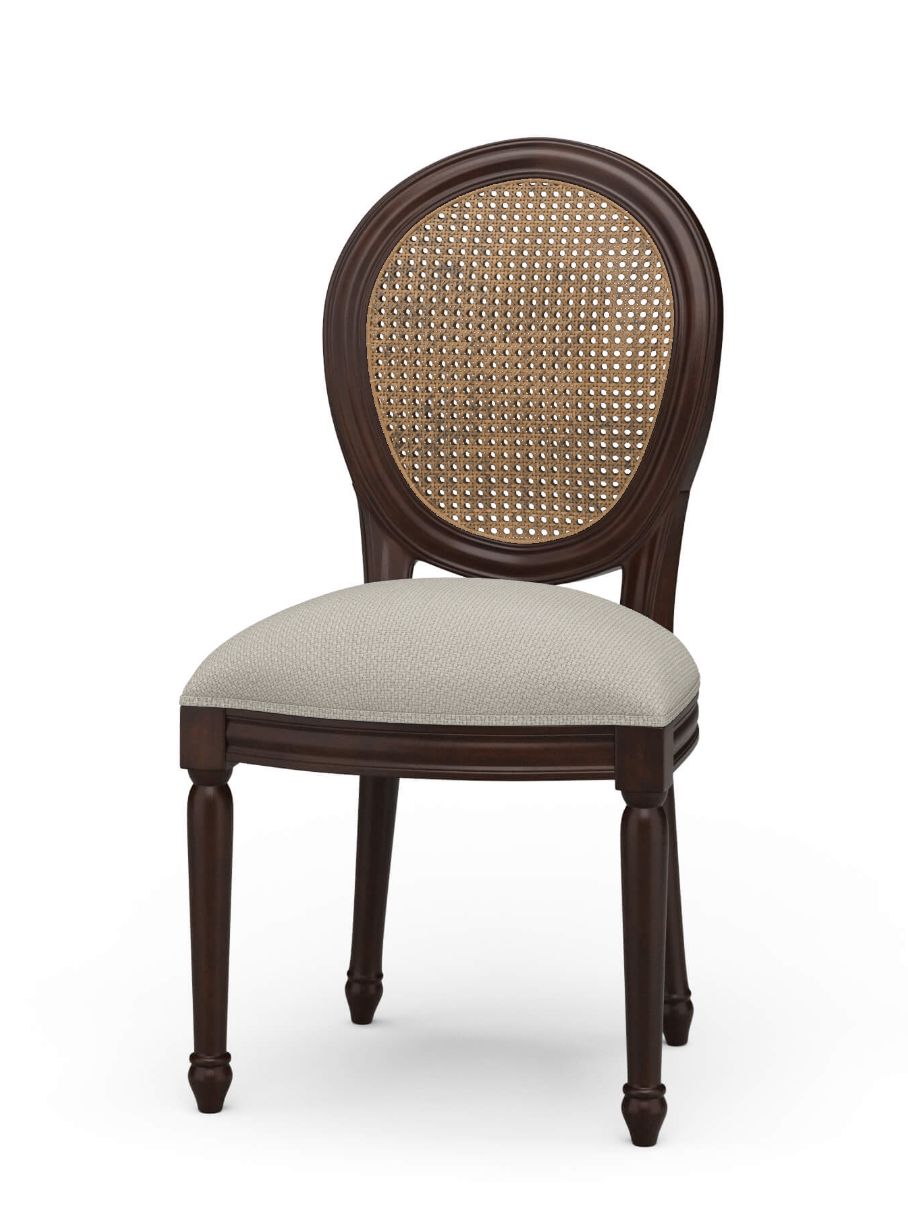 Round Rattan Back Dining Chair w/o Fluted Leg
