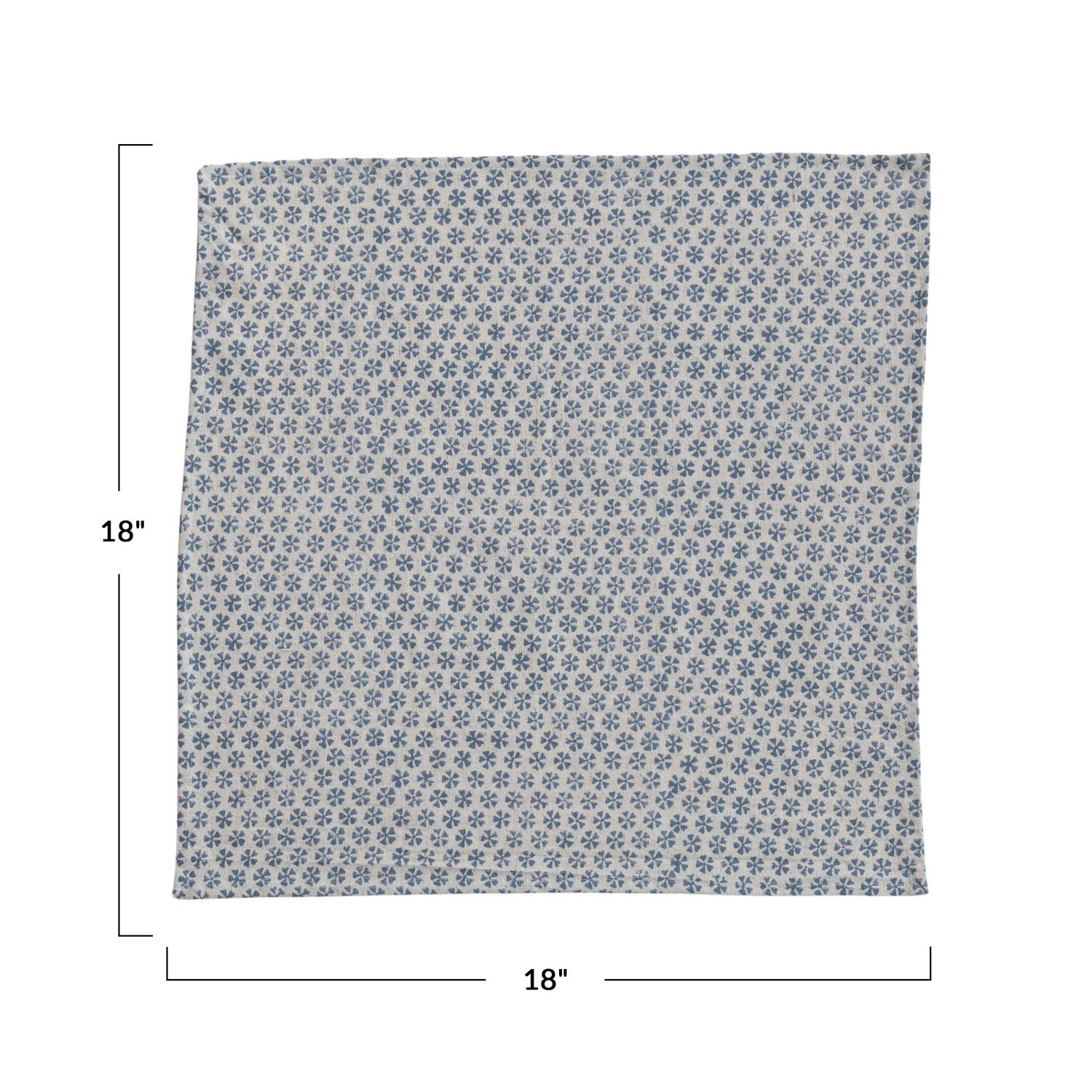 Patterned Cotton and Linen Napkin Set, Blue