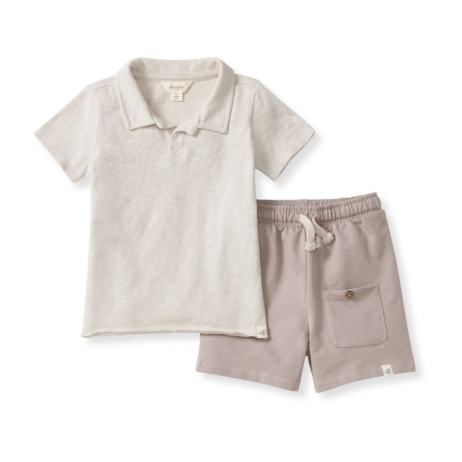 Chunky Slub Polo Shirt &amp; Shorts Set