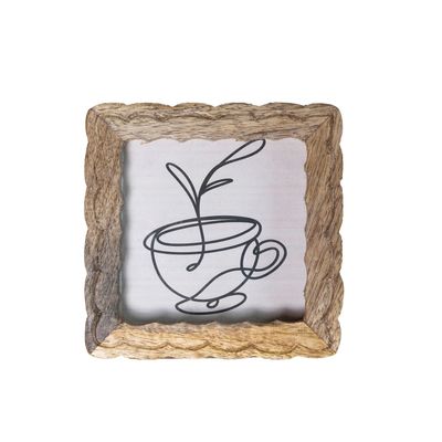 Hand-Carved Mango Wood Photo Frame (Holds 3-1/2 " Square Photo)
