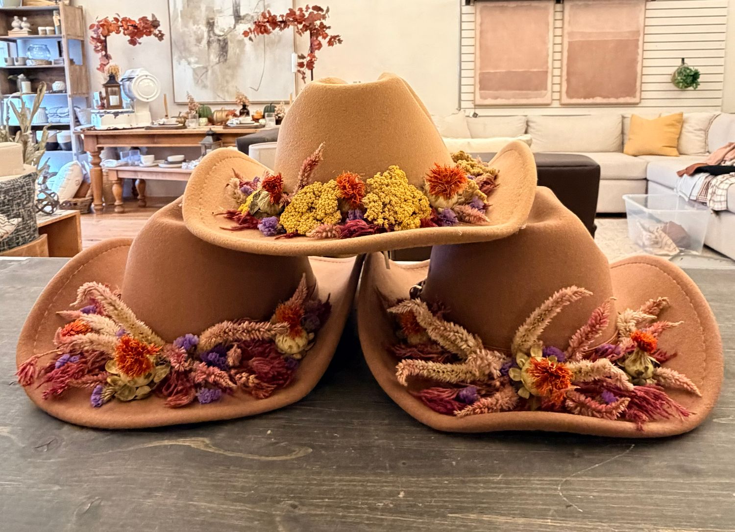Dried Flower Cowboy Hats