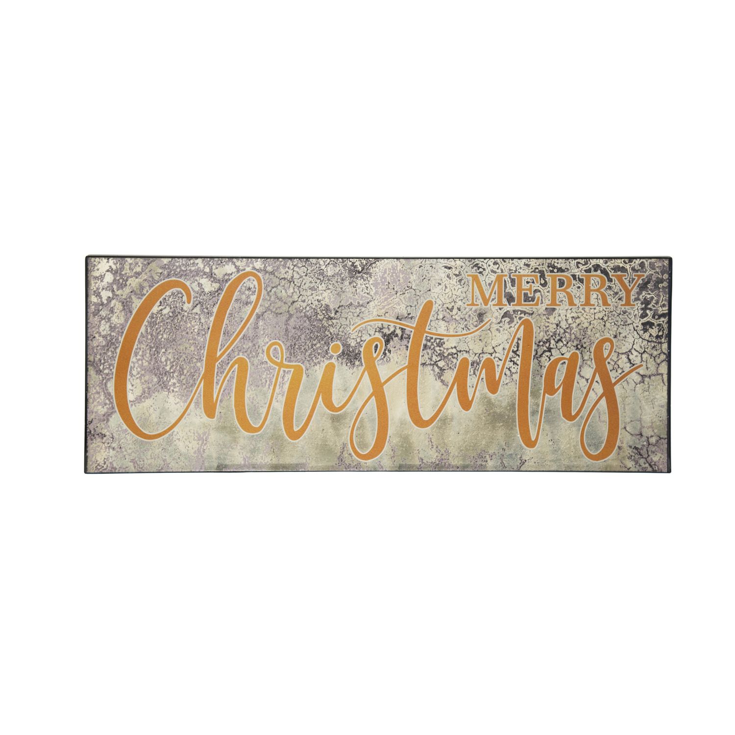 Metal Framed Wall Merry Christmas, Distressed Antique Gold Finish