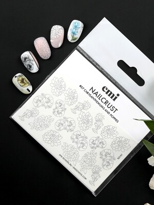 NAILCRUST Pattern Slider #57 Chrysanthemums and poppies