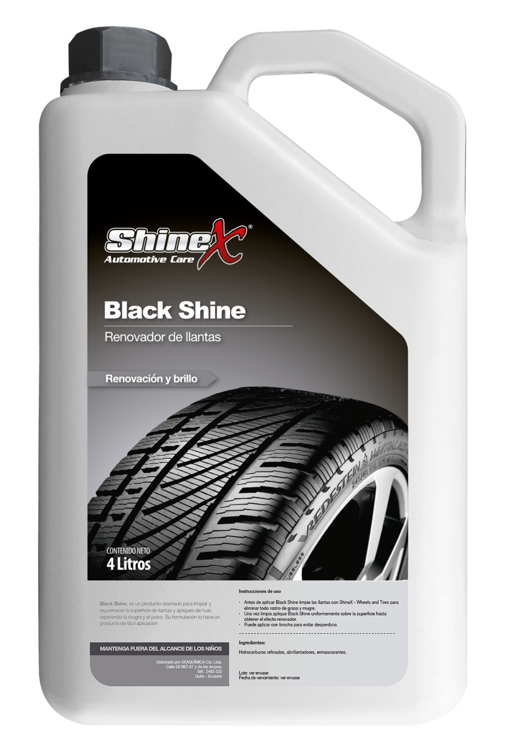 Black Shine
(abrillantador de llantas y partes plásticas) galón