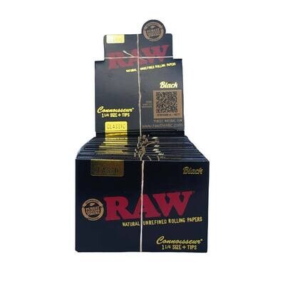 RAW - Black Connoisseur 1 ¼ Papers + Tips