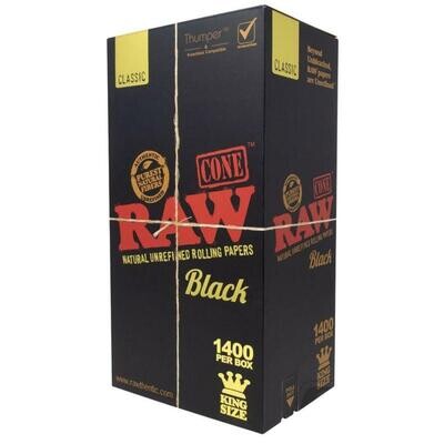 RAW - Black King Size Cones - 1400pc Mega Box