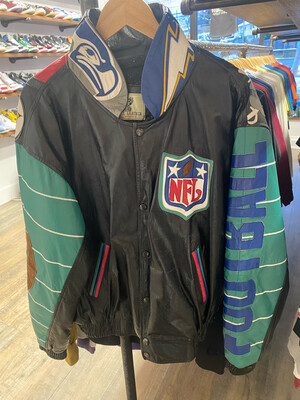 Vintage Multi Logo NFL Leather Jacket 1 of 1