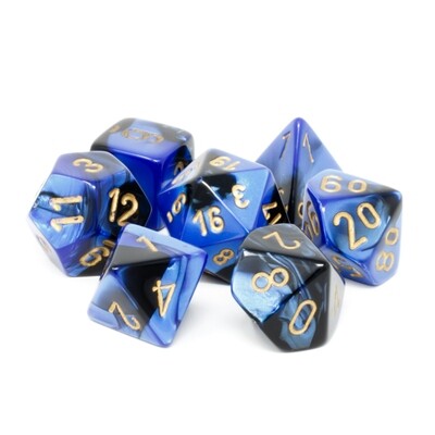Chessex - Set de 7 dados poliédricos Gemini™ Negro - Azul/Dorado