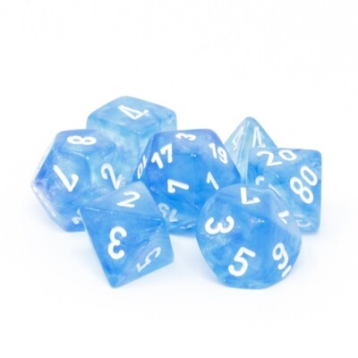 Chessex - Set de 7 dados poliédricos Borealis™ Azul cielo/Blanco