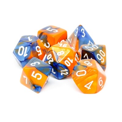Chessex - Set de 7 dados poliédricos Gemini™ Azul - Naranja/Blanco