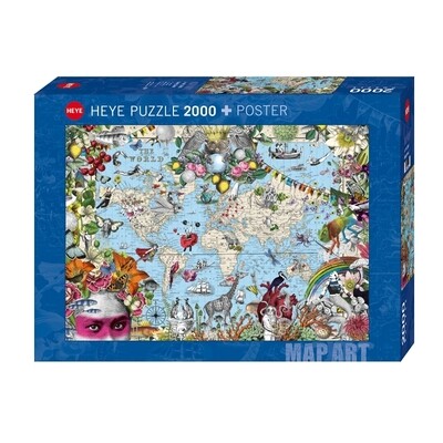 Heye - PABUKU: Map Art - Quirky World - 2000 piezas