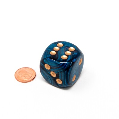 Chessex - Dado D6 de 30mm Scarab® Azul real/Dorado
