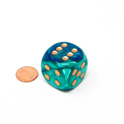 Chessex - Dado D6 de 30mm Gemini® Azul-Verde azulado/Dorado