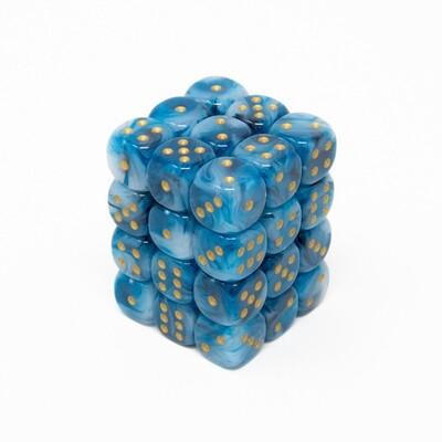 Chessex - Set de 36 dados D6 de 12mm Phantom® Verde Azulado/Dorado