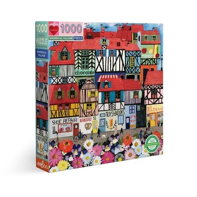eeBoo - Whimsical Village - rompecabezas cuadrado - 1000 piezas