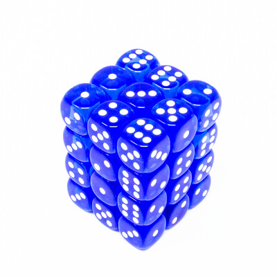Chessex - Set de 36 dados D6 de 12mm Translúcidos Azul/Blanco