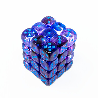 Chessex - Set de 36 dados D6 de 12mm Nebula® Nocturno/Azul Luminary™