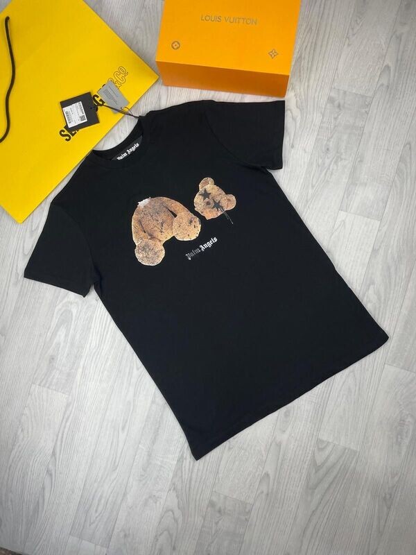 Palm Angels Broken Bear Print Classic T-shirts Palm Angels Men's Women's Bear Black Tshirt Fakes Reps AAA Sale UK Men Women First Copy Cheap Price Fake Rep T Shirts Designer Man Woman Tshirts 1st Copies PA Luxury Brand Logo Tee Shirt Replica 1:1 T-shirts 1 to 1 T-shirt Duplicate
