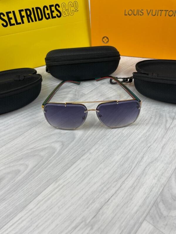 Gucci Man Woman First Copy Designer Sunglass Gold Metal Blue Rep AAA Sale UK Men's Women's Cheap Price Replica Sunglasses Fashion Trendy 1st Copies Reps Luxury Glasses Polarized Casual Eyewear UV Protected Metal Frame Brand Logo Double GG 