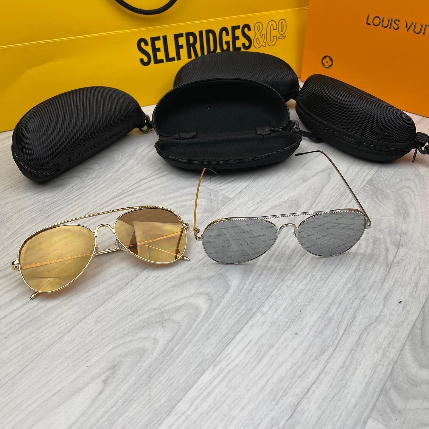 Balenciaga Men Women Golden Silver Sunglasses Fake Rep Sale UK Man Woman First Copy Reps Brand Logo Metal Frames Replica AAA 