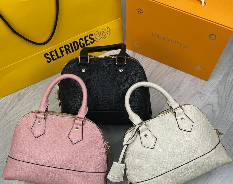 Louis Vuitton Woman BB Alma PM Bag Black White Pink Designer Fake Reps Sale UK Women's First Copy Fakes Replica Handbag Women Cheap Price Rep Crossbody Mini Bags Ladies 1st Copies LV Brand Logo AAA 1:1 Luxury Long Belt Duplicate Over The Shoulder Purse 