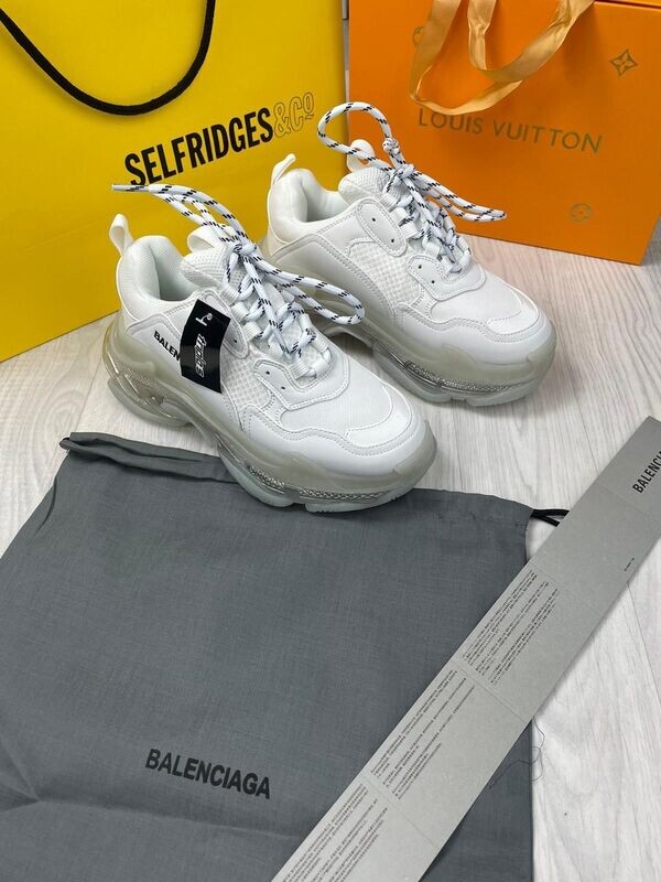 Balenciaga Women SSS Trainers Replica Women's Triple S White Leather Sneakers Reps Ladies Luxury Sole First Copy Trainer Runner Women Rep Athletic Shoes Fake Runners Cheap Sneakers Shoe Sale UK