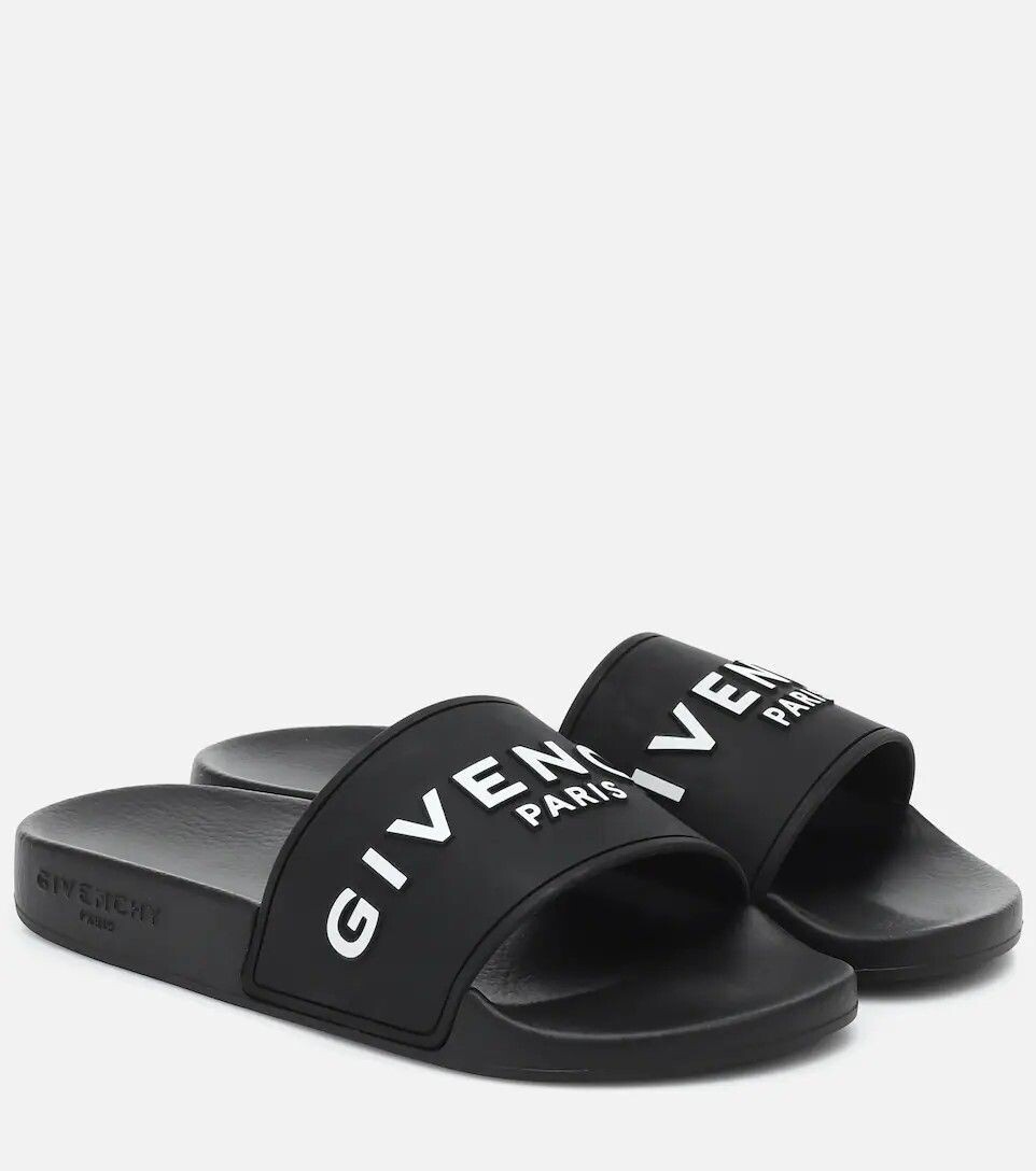 Givenchy Paris Black Bold Sliders Flat Pool Sandals Sale UK