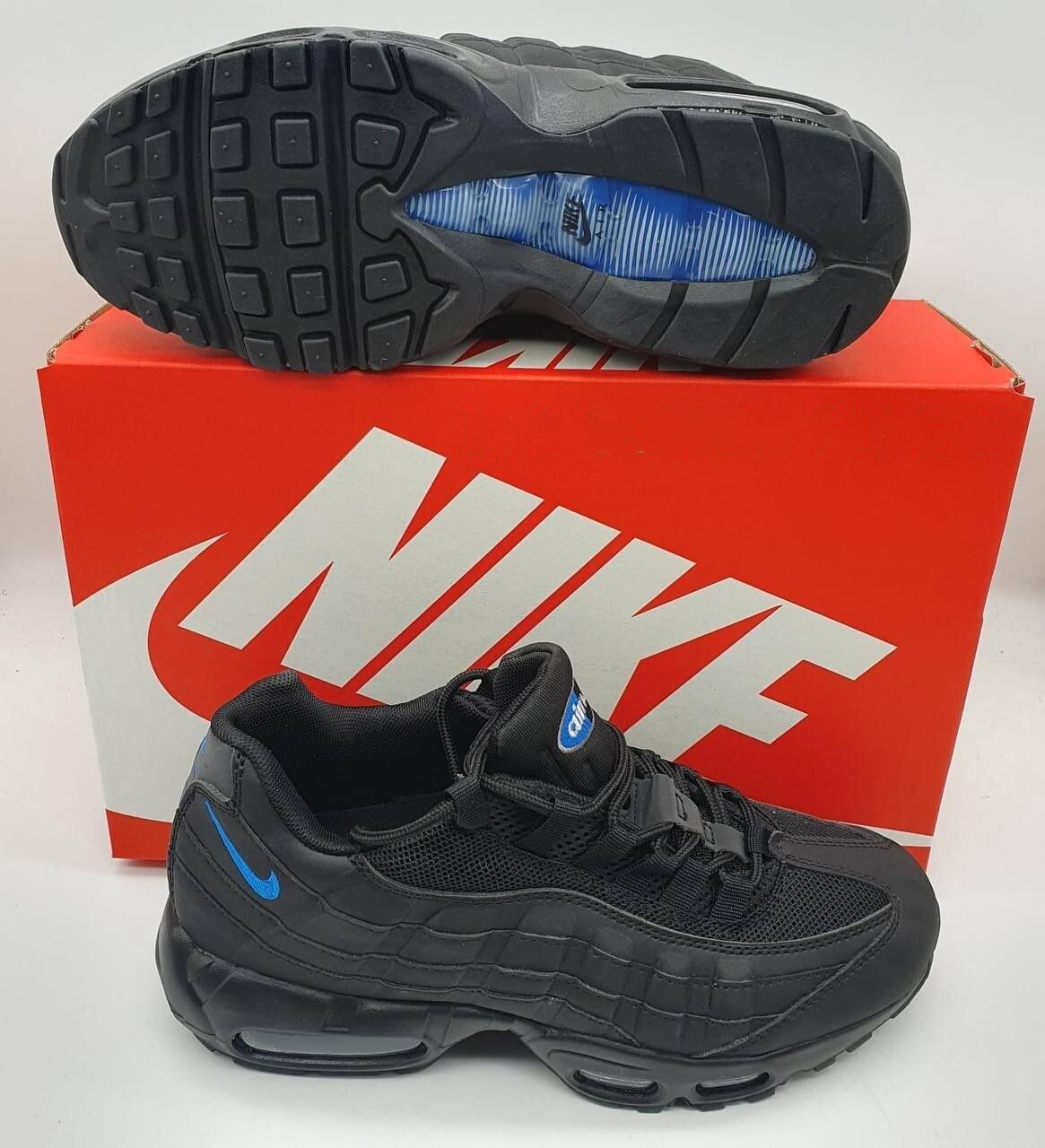 Nike Air Max 95s Black Blue Men Sneakers Black Nike Trainers