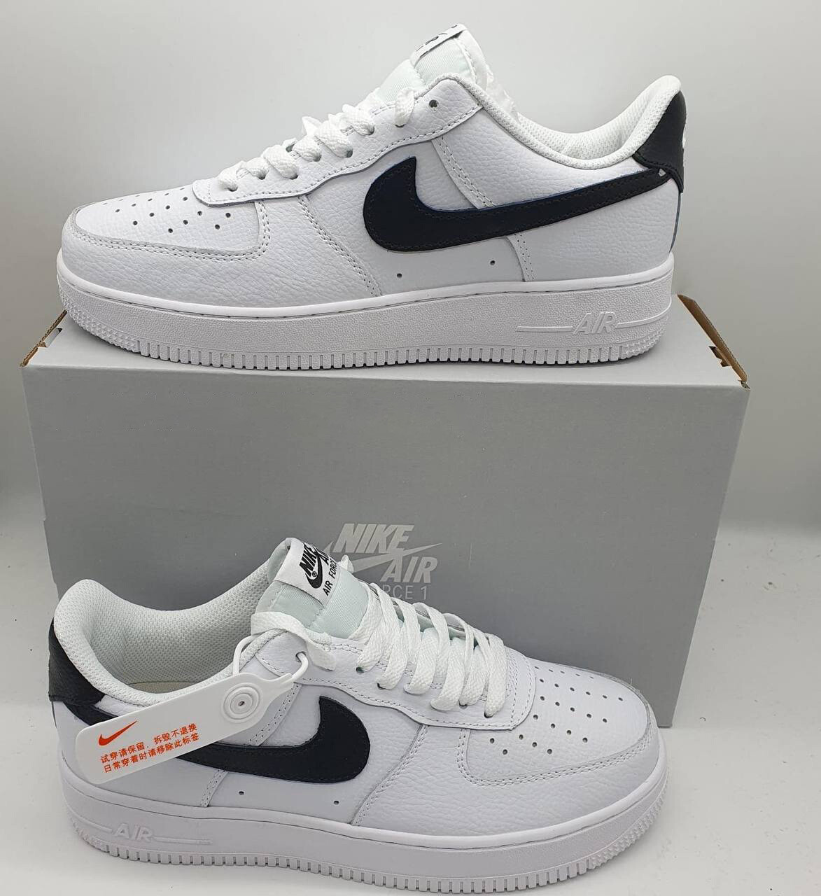 Nike Air Force 1 Low '07 Men White Black Pebbled Leather Airforce One 07 Replica Duplicate Nikes Airforce1 Rep Reps Man Mans Men's Mens Boys Logo Fake Cheap AAA First Copy Shoe Sneaker Trainers Shoes Trainer Sneakers Running Sale Sports Premium Casual Trend Laces Fashion