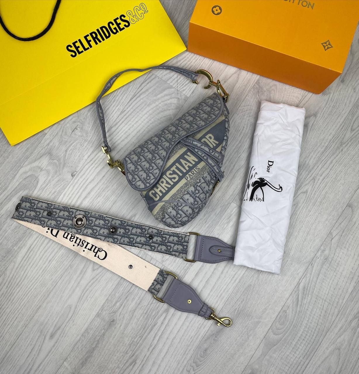 Christian Dior Oblique Saddle Bag With Shoulder Strap