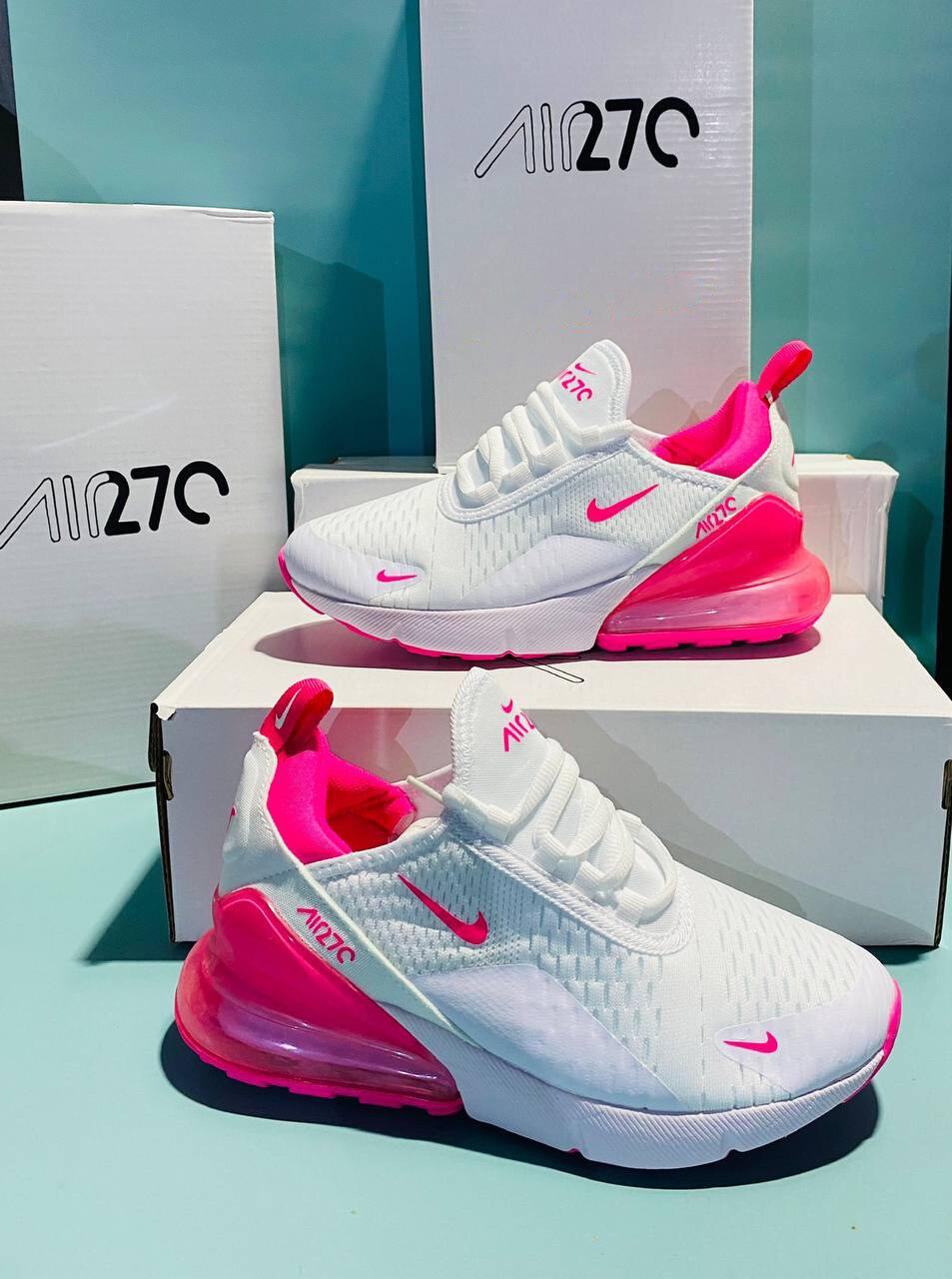 White Nike Trainers Womens 270s Pink