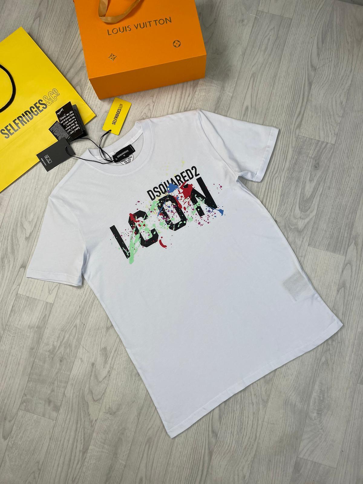 Dsquared Icon T-Shirts with 3 colors of variation having a Splash of Multi Shades