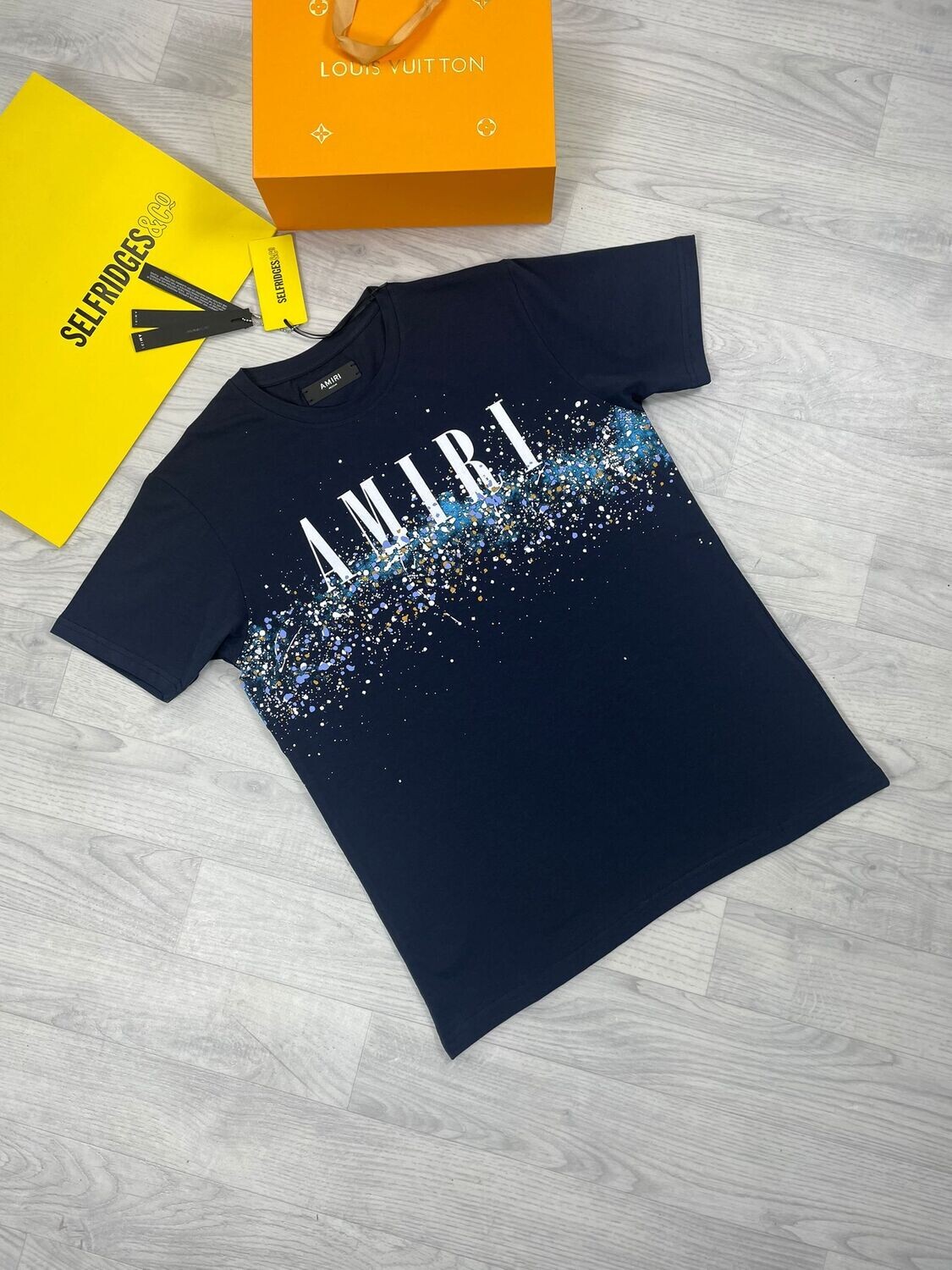 Amiri Men's Women's T-shirts Reps Men Women Replica Top T-shirt Logo Ink Splash First Copy T Shirts Mens Womens Cotton Tee Shirt Rep Half Sleeve Fake Tshirt Black Tshirts Sale UK