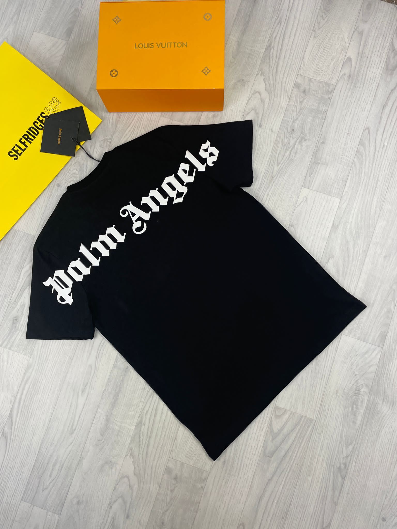 Palm Angels Man Woman Double Logo Black White Light Blue T-shirts Fake Reps Sale UK Men's Women's First Copy Cheap Price Fakes Designer T-shirt Men Women 1st Copies Tee Shirt Replica 1:1 Tshirt PA Luxury Brand Rep Tshirts 1 to 1 T Shirts AAA Duplicate
