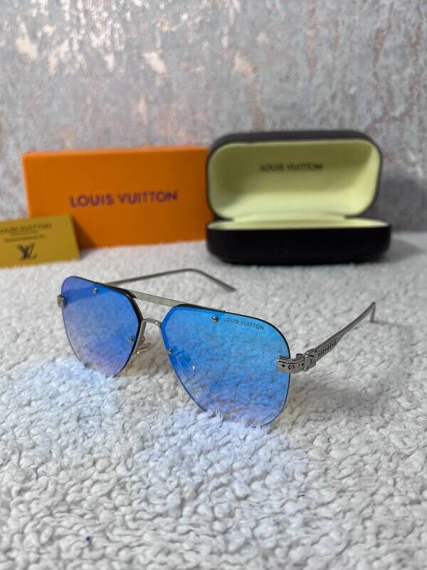Louis Vuitton Men's Women's Designer Fake Rep Silver Metal Blue Sunglass Sale UK Man Woman First Copy Replica Cheap Price Fakes Reps Sunglasses Men Women 1st Copies Round Metal Frame Luxury Eyewear 1:1 LV Brand Logo Glasses 1 to 1 AAA Duplicate 