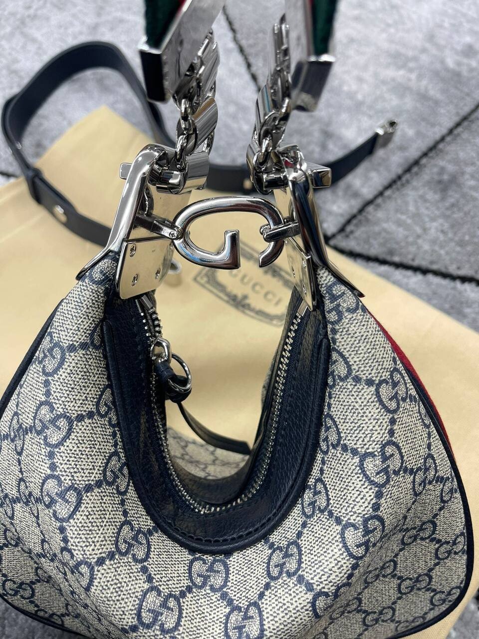 Gucci Women's Designers Shoulder Web Bag Grey Fake AAA Reps Sale UK Woman First Copy Replica Cheap Price GG Supreme Attache Jackie Long Belt Shoulder Bags Crossbody 1st Copies Brand Logo Fashion Monogram Handbag Purse Luxury Clutch 