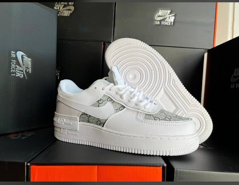 Nike Gucci Air Force 1 Shadow X GG Women's Sneakers Gucci GG Woman Airforce White Sneaker Designer AAA Replica Sale UK Women First Copy Reps Cheap Price Rep Fashion Casual AF1 Trainers Lady Luxury 1st Copies Runners Shoes 1st Copies Runner GG Brand Logo Trainer Woman Running Shoe Runner Monogram