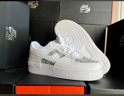 Nike Gucci Air Force 1 Shadow X GG Women's Sneakers Gucci GG Woman Airforce White Sneaker Designer AAA Replica Sale UK Women First Copy Reps Cheap Price Rep Fashion Casual AF1 Trainers Lady Luxury 1st Copies Runners Shoes 1st Copies Runner GG Brand Logo Trainer Woman Running Shoe Runner Monogram