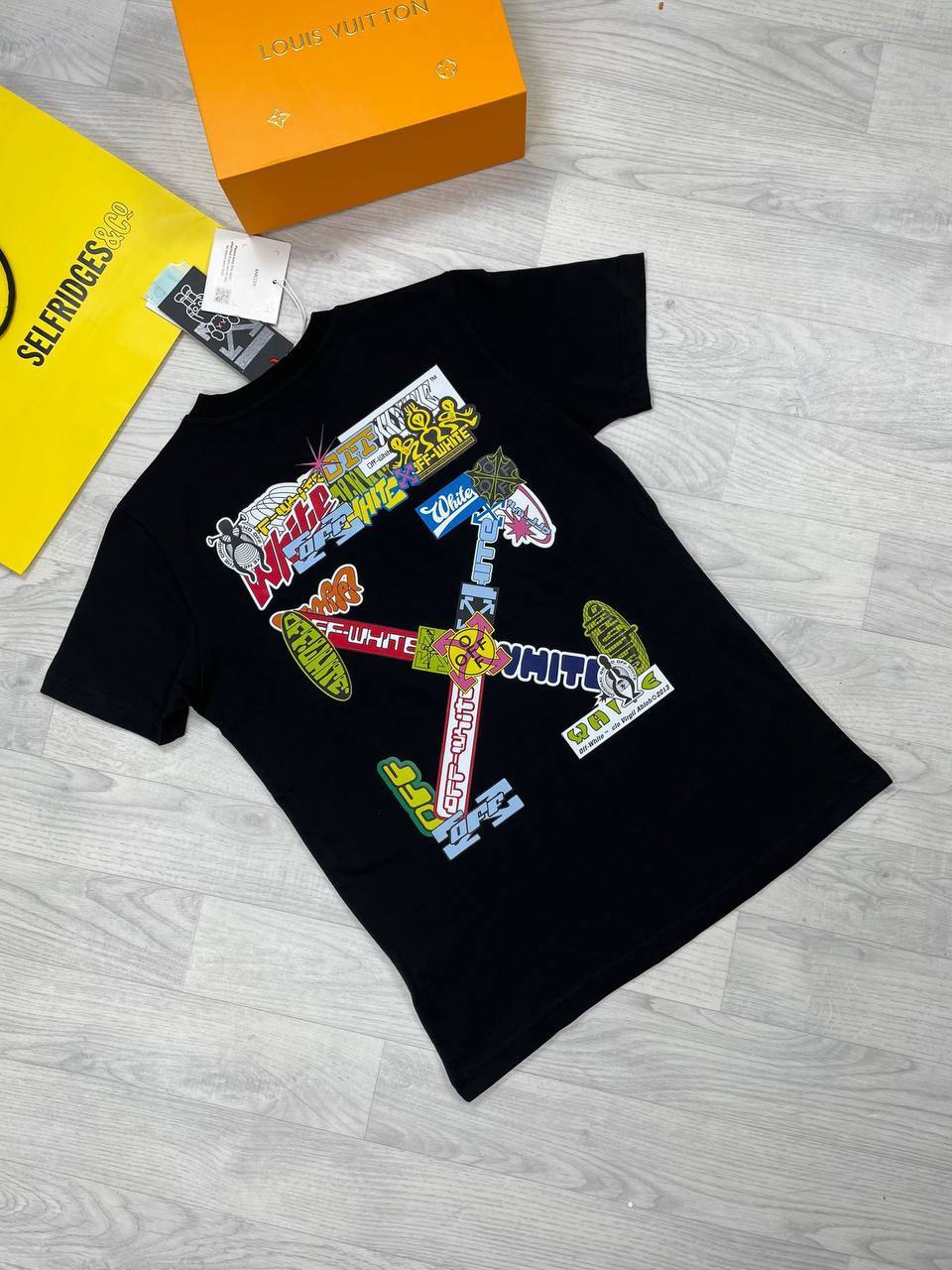 Off White Men Women Replica Multi Logo Tee Shirts Off-White Kids Arrow Race Tshirt Men's Women's Rep T-shirt Black Cheap Tshirts Racing X T-shirts First Copy Short Sleeves Reps T Shirt Fake Sale UK 