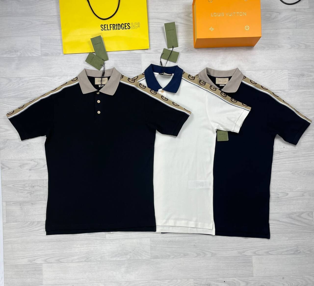 Gucci Piquet Interlocking G Stripe Men's Cotton Pique Shirt Black Blue White Point Collar Button Placket Heavy Metal Polo T-Shirts Unique Designs Classic Cotton Shirts Printed Logo Cheapest Authentic Outfit Sale 
Multi Color Collar Short Sleeves Eddie Thomas Label Brit Real Fake Monogram Motif Price Size Chart Vintage Walton Cheap Cheaper Quentin Slim Fit Burberrys Polos Designer Custom Print Printing Collared Neck Tshirt Mens Replica Uk Discount Rep Reps T-Shirts Tee Man Man's Mans Womens Women's Colors Colored Mauve Woman Womans Stuff Woman's Cheap Ladies Girls Boys Cheaper Plain Graffiti Tshirts Quality Size S M L XL XXL
